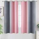 Estelar Textiler Ombre Gray and Pink Blackout Curtains 63 Inch Length 2 Panels, Full Light Blocking Curtains for Kids Room, Grommet Thermal Insulated Gradient Drapes for Girl's Room, 42x63 Inch