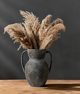 Emotionally Grounded Vase, Vaseking Large Ceramic Rustic Vase with 4 Handles, 10.83 inch Minimalist Decorative Farmhouse Vases for Home Decor, Living Room, Enterway, Table Decoration, Black Bronze