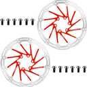 BUCKLOS 2PC MTB Bike Brake Rotors 140mm 160mm 180mm 203mm,Stainless Steel Bicycle Disc Rotors with 12 Bolts for Mountain Road Bike/Ebike(Red)