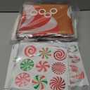 Gingerbread Christmas Decorations Door Cover Backdrop, Xmas Gingerbread House Banner with Fake Snow, Candy Cane Stickers & Porch Signs for Holiday Home Classroom Office Party Indoor Outdoor Decor