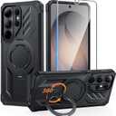 FNTCASE for Samsung Galaxy S26-Ultra Case: [360 Spin Magnetic Ring Kickstand] [Compatible for MagSafe] [Screen Protector] Heavy Duty Military Grade Protection Protective Phone Case with Stand Black