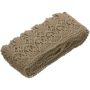 MECCANIXITY Cotton Lace Trim Vintage Crochet 3inch x 4.8yard Coffee Stretch Lace Edge Ribbon for DIY Scrapbooking Clothes Curtain Tablecloth Slipcover Fabric Wedding Decoration Gift Wrap