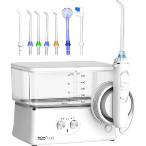 Water Dental Flosser Teeth Pick, H2ofloss 6 Modes Upgrade Portable Cordless Oral Irrigator, Rechargeable 570ML Traveling Waterflosser IPX7 Waterproof Water Dental Picks for Teeth Cleaning White
