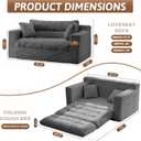 Convertible Sofa Bed, Pull Out Boneless Couch Loveseat Floor Sofa Bed with Pillows, 2-Seater Folding Sofa Loveseat Boneless Couch for Living Room, Bedroom, Apartment, Office(Grey)