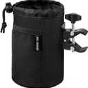 Belinous Motorcycle Cup Holder with 0.75"-1.5" Alligator Clamp, Drink Holder up to 32oz with Mesh Pockets, Universal Water Bottle Holder for Motorcycle, Bicycle, ATV, Wheelchair, e-Bike, Boat (Black)