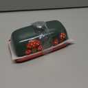 Mushroom Ceramic Butter Dish With Lid for Countertop - Red Container Tray, Large Covered