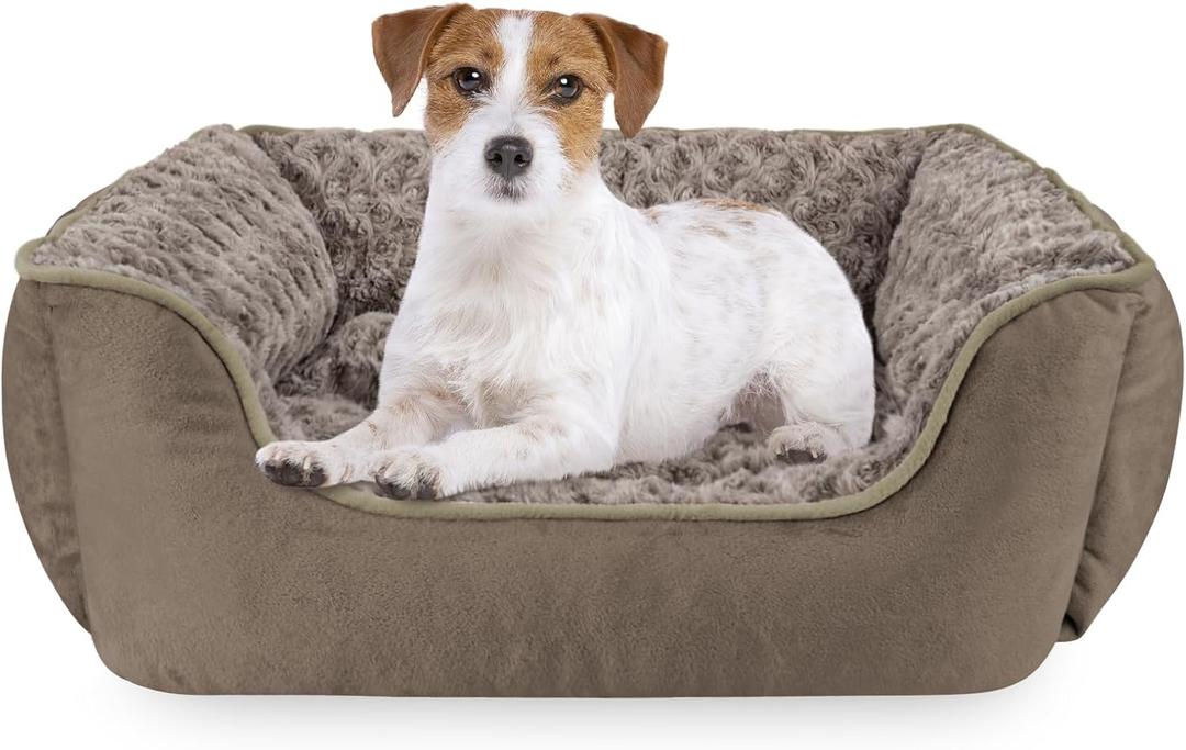 JOEJOY Rectangle Dog Bed for Large Medium Small Dogs - Washable Orthopedic Sofa Bed, Soft Breathable Puppy & Pet Cuddler, Durable Calming Dog Bed with Anti-Slip Bottom, M(25"x 21"x 8"), Dark Brown
