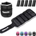 Henkelion 1 Pair 3 Lbs Adjustable Ankle Weights for Women Men Kids, Strength Training Wrist and Ankle Weights Sets for Gym, Fitness Workout, Running, Lifting - Black Grey Pink Blue Purple