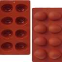 2Pcs 8-Cavity Silicone Easter Egg Molds, Egg Shaped Cake Pop Mold, Baking Supplies for Making Chocolate Jello Candy (Brick Red)