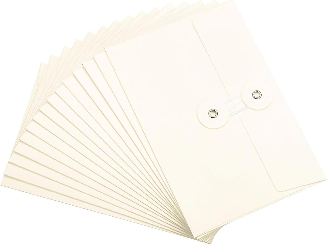 PATIKIL 4.5x6.7" Gift Card Envelopes with String Tie Closure, 15 Pcs Christmas Card Holders Greeting Business Card Envelope for Thanksgiving Day Halloween Birthdays Weddings, White