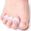 Welnove Hammer Toe Crests Straightener 4 Pcs Gel Toe Support Pads Cushion Relief for Overlapping-Curled-Hammer-Claw Toes, 3 Loop Design, White