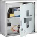 Timgle First Aid Wall Cabinet with Lock Medicine Wall Mounted Bathroom Storage Hanging Medical Cabinet with Safety Glass Door for Bathroom(2 Shelves,Silver)