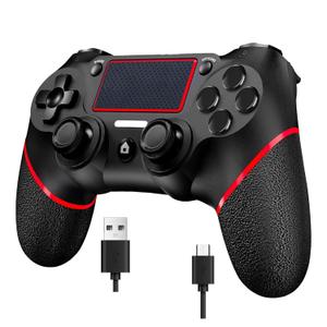 Wireless Controller for Ps4 Controller Compatible with PS4/Slim/Pro/Windows PC,with Touchpad/Vibration/Built-in Speaker&3.5mm Headphone Jack/Six-axis Motion Control/USB-C Charging Cable,Black Red