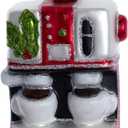 Kurt Adler Glass Red and Silver Cappucino Maker with Holly Ornament