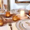 DARJEN Amber Votive Candle Holders Set of 24- Round Candle Holders Bulk, Glass Candle Holder for Vintage Decoration, Tea Lights Candle Holders for Wedding Home Party & Gift