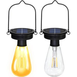 2 Pack Solar Hanging Lights Replacement Top（Top Size 3.23 inch） Solar Lanterns Outdoor Waterproof Can be Used Directly as a Solar Light Bulb Suitable for Courtyard Lighting and Garden Decoration