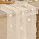 Artoid Mode Flower Pearl Champagne Gauze Table Runner 10FT, Seasonal Sheer Dining Holiday Wedding Birthday Baby Shower Table Decor for Home Party, Champagne 
28" x 120"