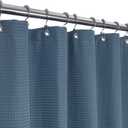 Barossa Design Waffle Weave Shower Curtain Hotel Luxury Spa, 230 GSM Heavy Duty Fabric & No Blowing, Water Repellent and Machine Washable - Moonlight Blue, 71"x72"