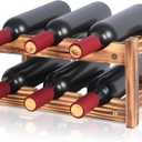 6-Bottle Wooden Wine Rack 2-Tier Tabletop Countertop Space-Saving Wine Holder with Screwdriver Included, Easy Assembly Wine Storage Shelf for Kitchen, Bar, Pantry & Home Decor