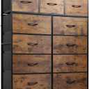 WLIVE Tall Dresser for Bedroom, Fabric Dressers Storage Tower, Dresser & Chest of Drawers Organizer Unit with 11 Drawers, Storage Cabinet, Hallway, Closets, Steel Frame, Wood Top, Rustic Brown