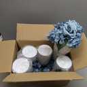 Flower Table Centerpieces - Set of 6 Floral Arrangement Artificial Wedding Hydrangeas Floral Arrangement with Rustic Metal Vase for Bridal Tea Party Event Decorations - Dusty Blue