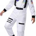Astronaut Costume for Kids Space Pilot Toddler Boys Birthday Halloween Costumes (8-10 Years, White)