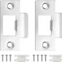 PATIKIL 2-3/4" Door Lock Strike Plate,2 Pcs Stainless T Strike Deadbolt Strike Plate,Door Backplate with Screw for Interior Exterior Door Use(Large Hole), Silver