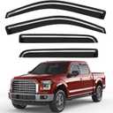 Outside-Mount Window Rain Guards Fit for 2009-2014 Ford F150 F-150 SuperCrew SVT Raptor, Extra Durable Window Visors Wind Deflector Dark Smoke Vent Shades Car Tape-on with Thicker 4PCS