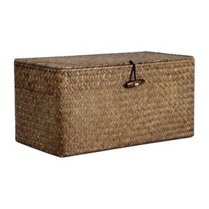 6 Woven Wicker Storage Bins with Lid Natural Seagrass Basket Boxes Multipurpose Home Organizer Bins Boxes for Shelf Organizer