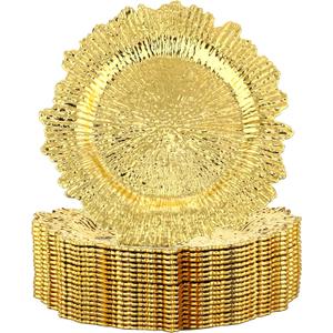18 Pack Reef Charger Plates Plastic Snowflake Charger Plates Wedding Floral Decor for Christmas Dinner Wedding Party Event Supplies, 13 Inch(Gold)