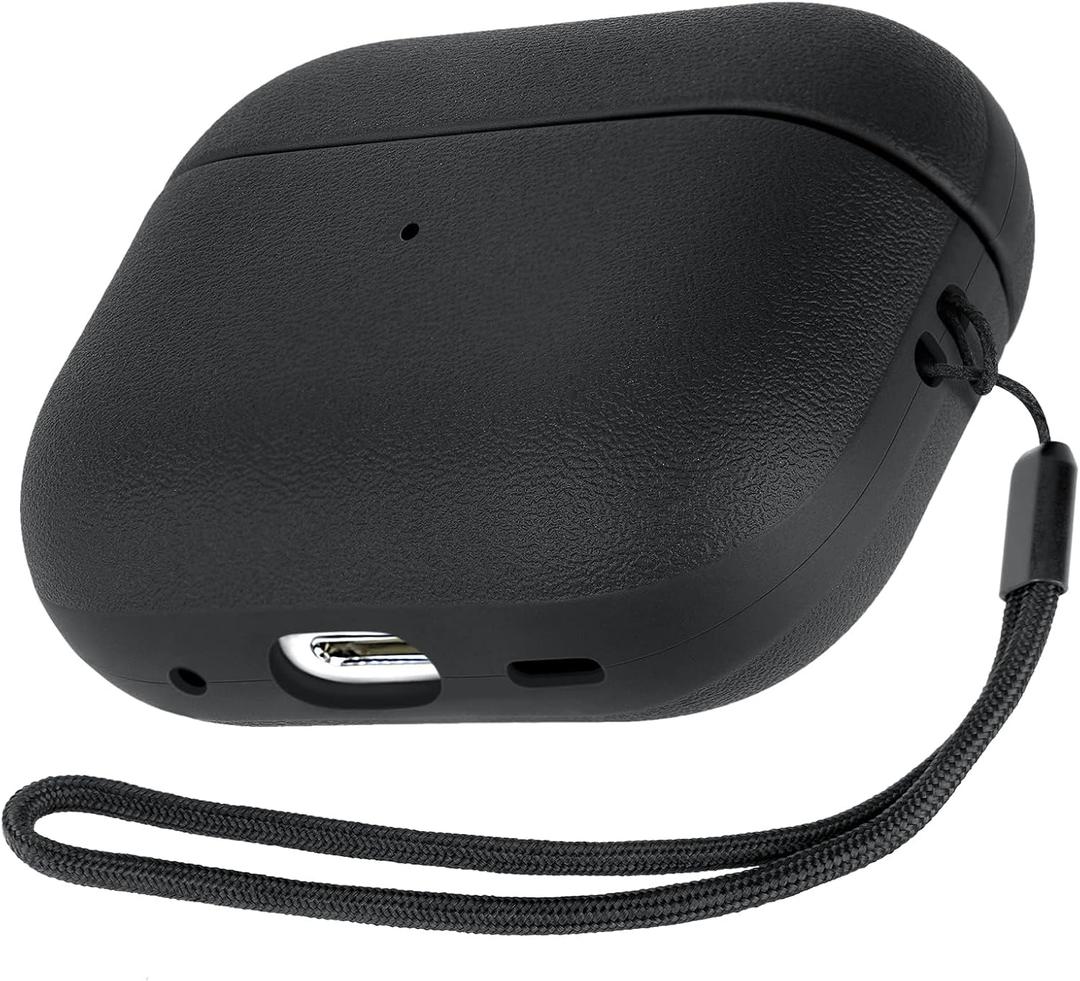 JIELIELE for AirPods Pro 3 Case, Leather Texture Cover Compatible with Airpods Pro 3rd/2nd/1st Generation(2025/2023/2022/2019)Full Body Protective Case, Wireless Charging and Front LED Visible (Black)