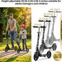Scooters for Kids 8-12, Teens & Adults - Foldable&Portable Commuter Scooter with 8" Wheels, Bell, Hand Brake & Adjustable Height 30"-40.5", 240 lbs, Manual Push Scooter for Campus & Park