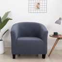 SearchI Club Chair Slipcover Stretch Barrel Chair Covers Jacquard Tub Chair Slipcovers Soft Spandex Armchair Sofa Cover Removable Couch Furniture Protector Arm Chair Cover for Living Room(Grey Blue)