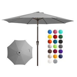 JEAREY 10FT Outdoor Patio Umbrella Outdoor Table Umbrella with Push Button Tilt and Crank, Market Umbrella 8 Sturdy Ribs UV Protection Waterproof for Pool, Garden (Light Gray)