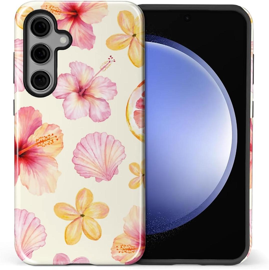 for Samsung Galaxy S24 FE Case for Women Girl Men Boy, Shockproof Soft Silicone & Hard PC Shell Protective Case for Samsung Galaxy S24 FE - Watercolor Flowers