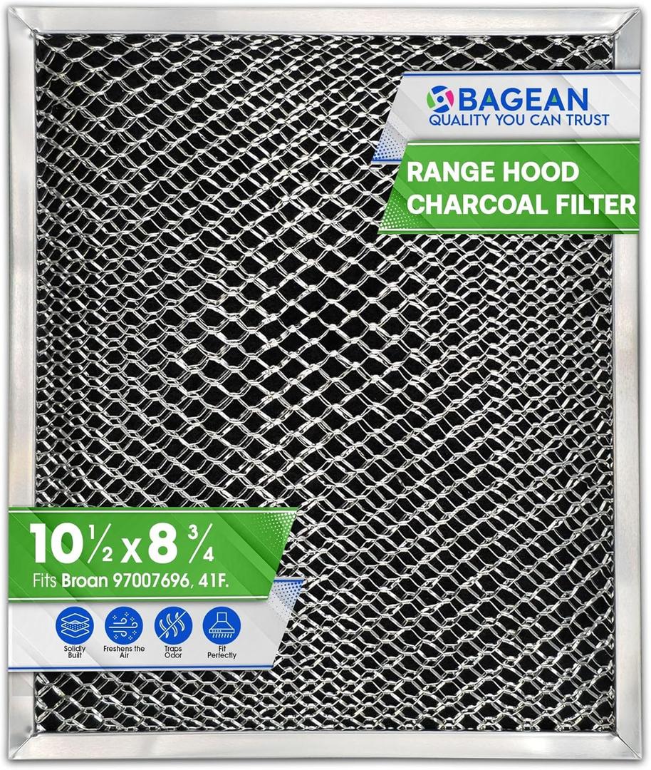 Stove Hood Vent Filter 10.5" x 8.8" 41F 97007696 Fit's Nutone & Broan Range Hood Filter Replacement for Ductless Exhaust Fan - Mesh Screen Filters Grease & Carbon Freshens Kitchen Oven Air (1-Pack)
