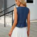 Women's Denim Vest Top Sleeveless V Neck Tie Front Jean Vest Summer 2025 Trendy Casual Waistcoat Y2K Peplum Tank Tops (XL)