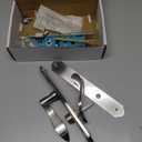 MaxxGeek Flat Slot Storm Door Handle Complete Set, Mortise Keyed Lever Mount Latch with Deadbolt for Screen and Storm Doors (Brushed Nickel)