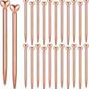 Thenshop 24 Pcs Heart Shaped Pens Retractable Metal Cute Pens 1.0 mm Black Ink Ballpoint Decorative Engagement Gifts for Mothers Day Women Wedding Bridal Shower Sleepover Party(Rose Gold)