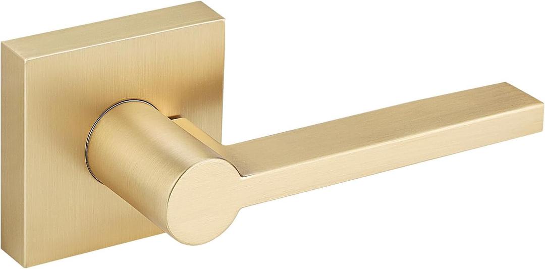 EHOMEWARE Gold Dummy Door Levers Interior Door Handles, Heavy Duty Levers for Closet, Non-Turning Reversible Levers for Left Right Handed Doors,1 Pack
