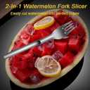 2 x Watermelon Slicer Cutter 2 Pack, 2-in-1 Watermelon Fork Slicer, Summer Watermelon Cutting Artifact, Stainless Steel Fruit Forks Slicer Knife for Family Parties Camping