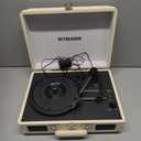 Vinyl Record Player with Built-in Speakers 3-Speed Vintage Record Player Bluetooth Portable Suitcase Turntable Belt-Driven LP Player Support RCA Output and Headphone Output (Creamy White)