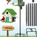 Bird Feeder Pole  90 Inch Height Bird House Pole with 1-Inch Dia Heavy Duty for Birdfeeders, Feeding Stand with Mount Kit for Outdoor, Slip-Fit Connection, Black