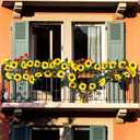 Uieke 3 Pack Artificial Sunflower Garland, 7.5ft/Strand Silk Sunflowers Hanging Vines Flowers with Green Leaves for Room Kitchen Garden Birthday Wedding Baby Shower Party Table Decor Large