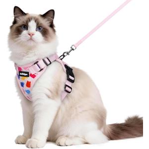 rabbitgoo Cat Harness and Leash for Walking, Escape Proof Soft Adjustable Vest Harnesses for Cats, Easy Control Breathable Reflective Strips Jacket, Purrty Pink, M