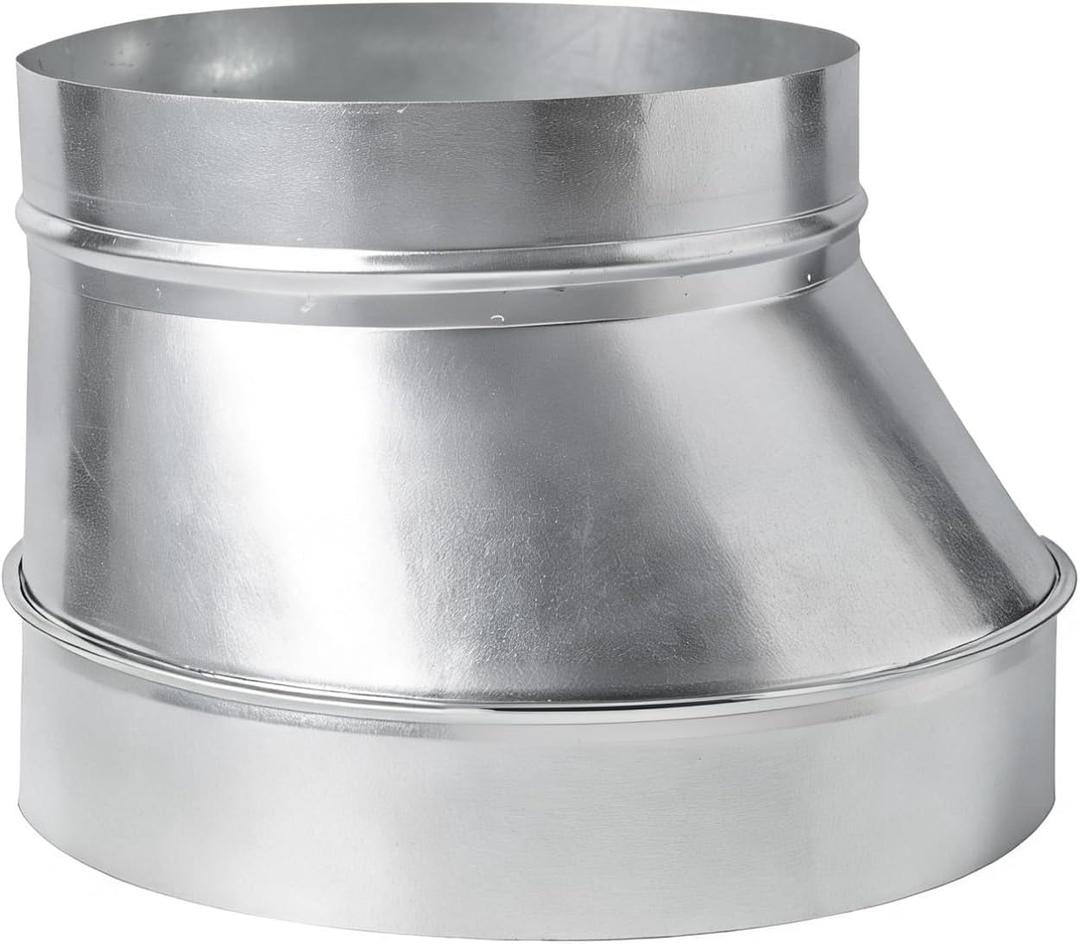 10" to 8" Inch Eccentric Duct Reducer & Increaser, Galvanized Offset Air Ducting Adapter, Round Metal Pipe Connector for Kitchen Range Hood, Bathroom Fan & Ventilation Systems