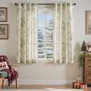 jinchan Linen Floral Curtains 63 Inch Length for Living Room Bedroom Light Filtering Farmhouse Peony Flower Drapes Rustic Window Curtain Set Rod Pocket Back Tab 2 Panels Green