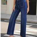 Women's Wide Leg Jeans Trendy High Rise Straight Leg Jeans for Women Stretchy Pockets Bootcut Denim Pants, S