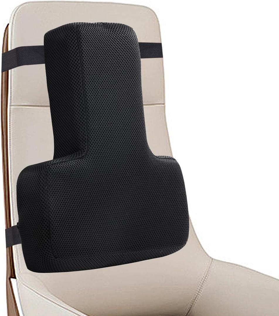 HOMBYS Lumbar Support Pillow for Office Chair-Seat Cushion for Back Support, Improved Sitting Posture and Upper/Lower Back Pain Relief for Desk Chairs, Car Seats and Airplanes(Black, 16"x12"x3")