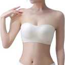 Strapless Push Up Bra for Women  Seamless, Wireless, Convertible  Comfortable Black & White Bra (White, M)